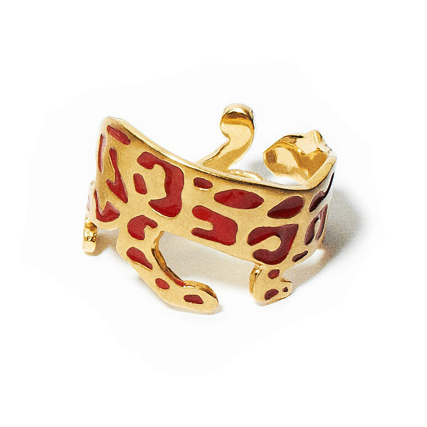 Panther Ring Enamel | Coral