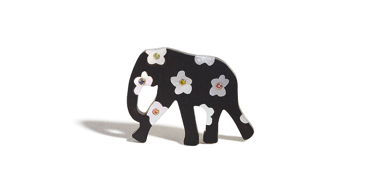 Elephant Pendant Inlay | Flowers