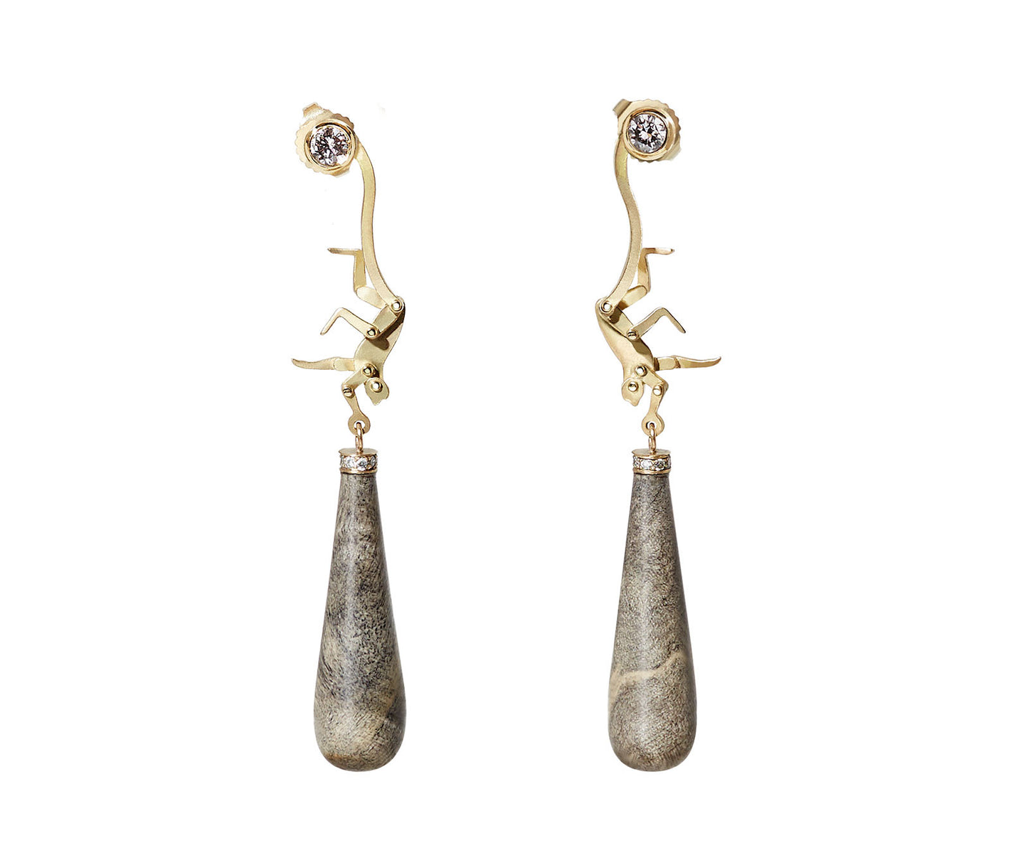 Micro Monkey Drop Earrings | Buckeye Burl