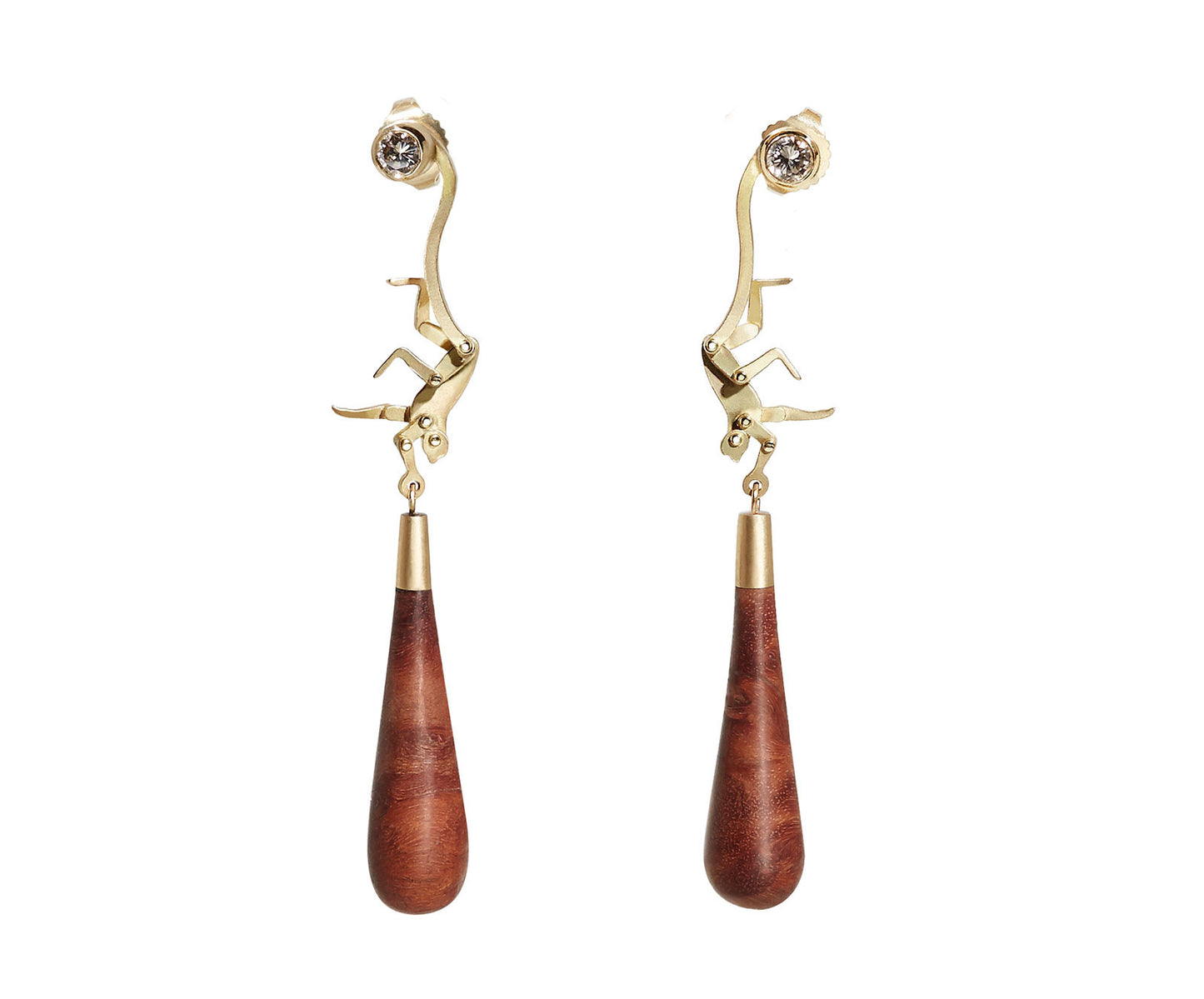 Micro Monkey Drop Earrings | Burl Rosewood