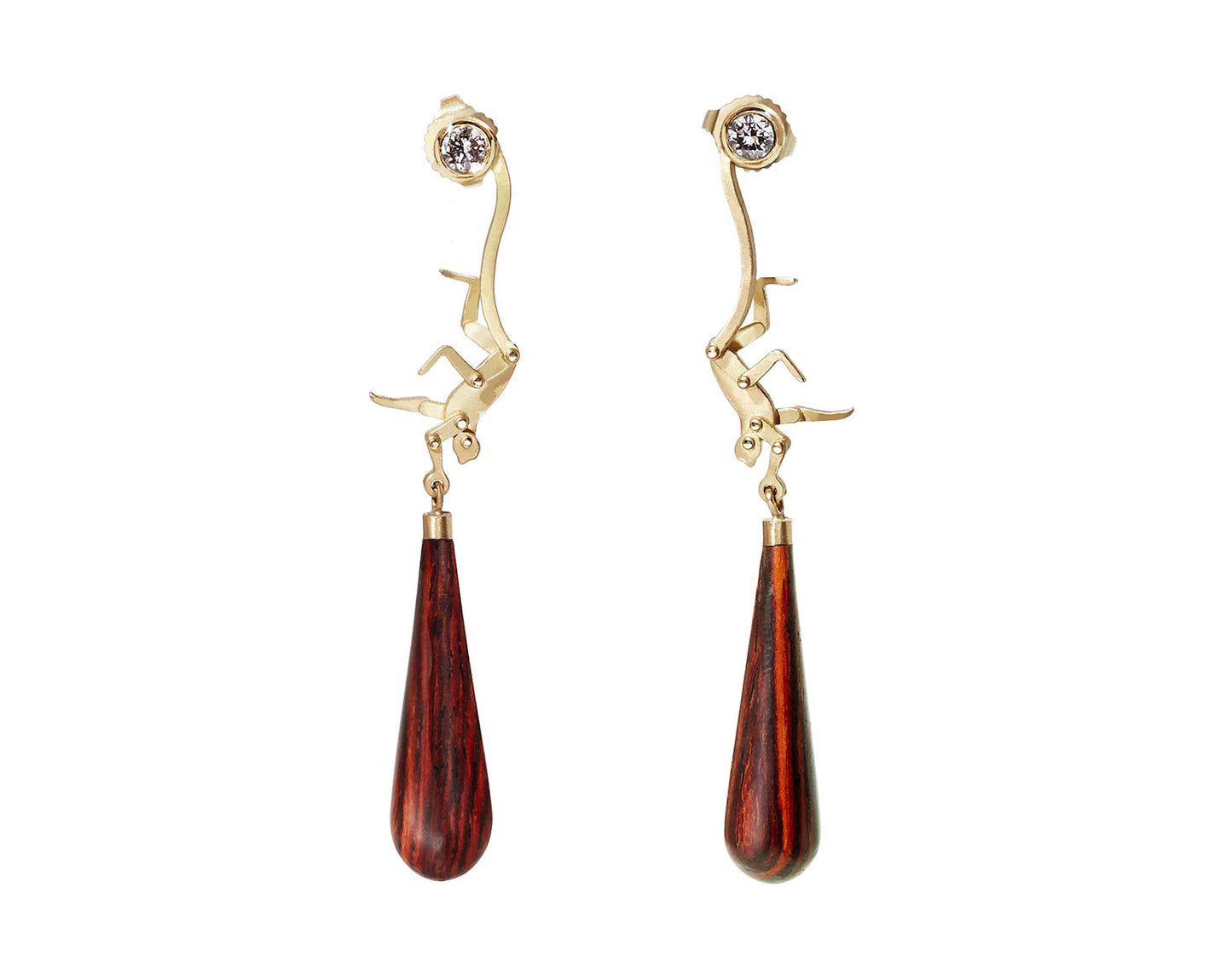 Micro Monkey Drop Earrings | Burmese Rosewood