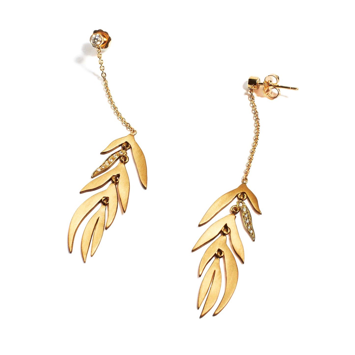 Leaf One Pave Earrings