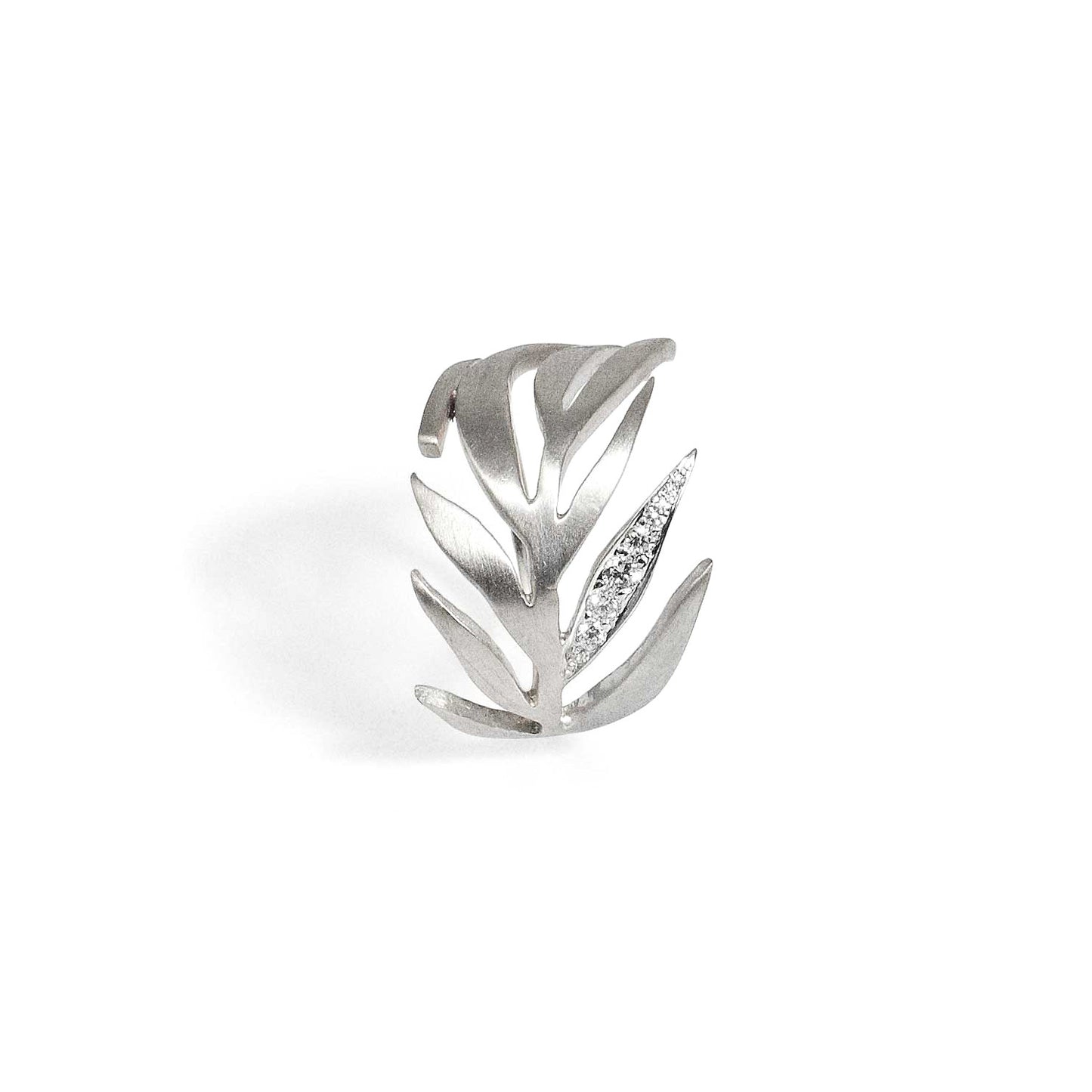 Leaf Ring One Pave | White