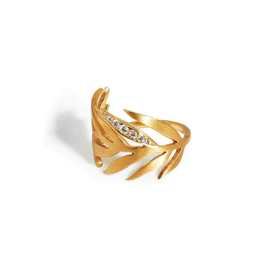 Leaf Ring One Pave | Yellow