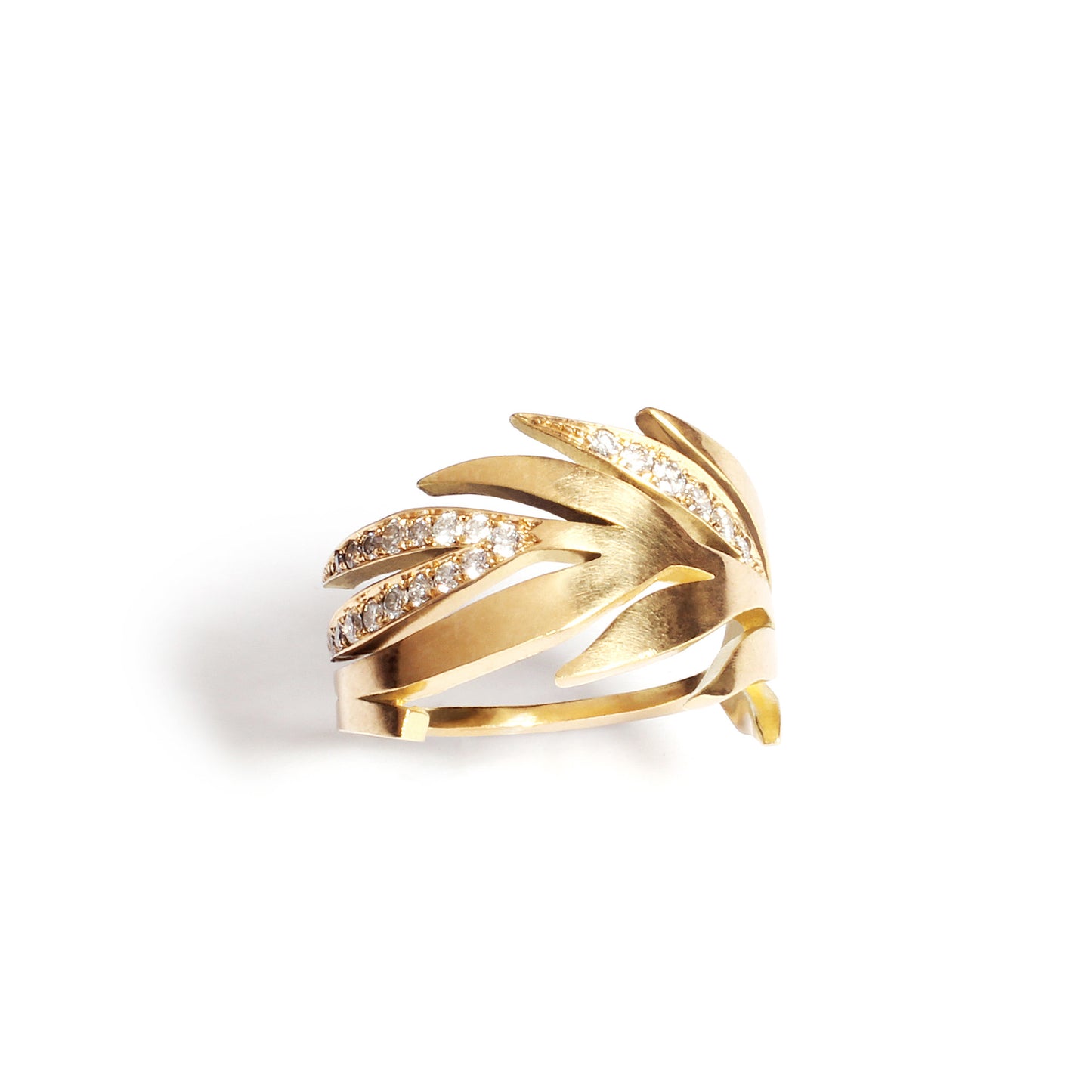 Leaf Ring Two Pave | White Diamonds