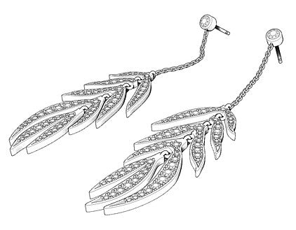 Leaf Earrings Full Pave