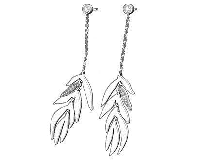 Leaf One Pave Earrings