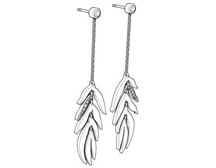 Leaf One Pave Earrings