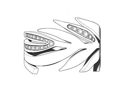 Leaf Ring Two Pave | White Diamonds