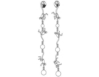 Micro Monkey Linked Earrings with Emeralds and White Diamonds