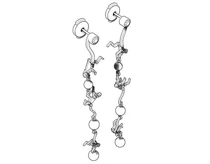 Micro Monkey Linked Earrings with Emeralds and White Diamonds