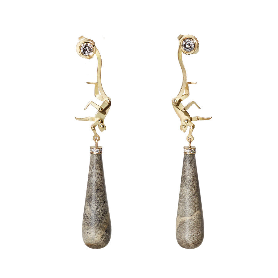 Micro Monkey Drop Earrings | Buckeye Burl