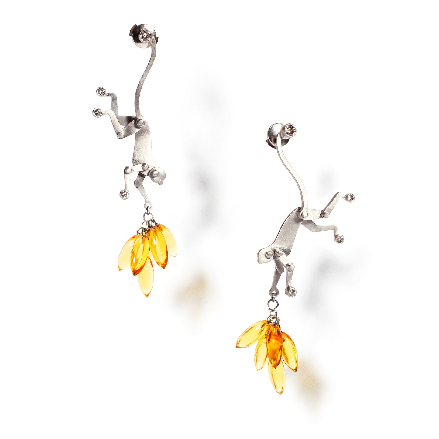 Mini Monkey Earrings with Citrines