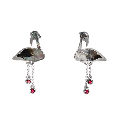 Flamingo Earrings Inlay | Black Mother of Pearl
