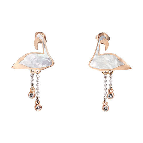 Flamingo Earrings Inlay | White Mother of Pearl