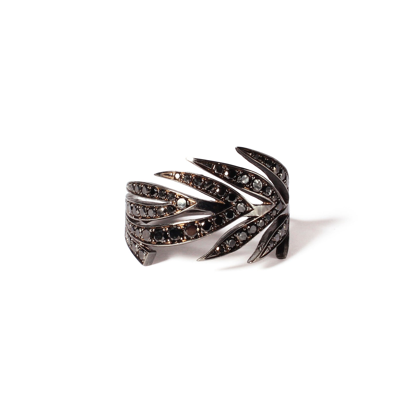 Leaf Ring Full Pave | Black Diamonds