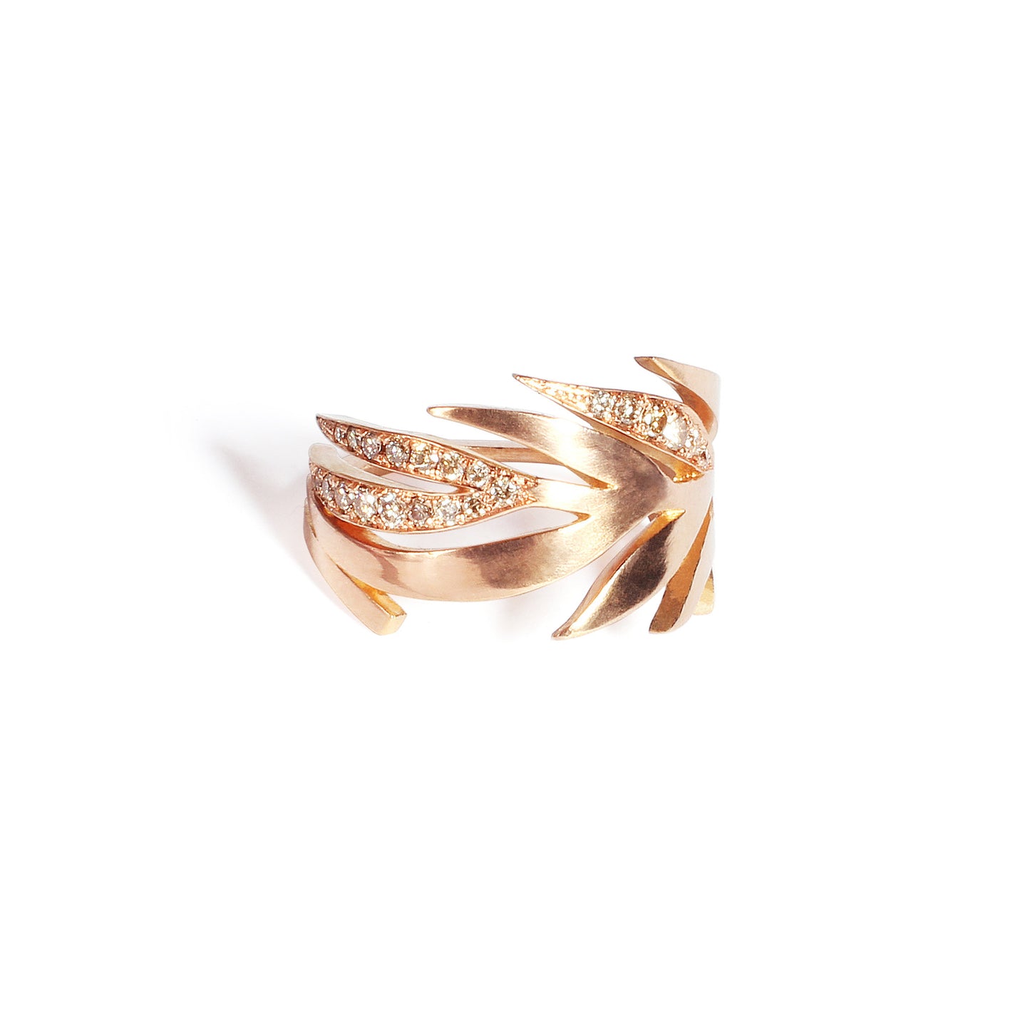 Leaf Ring Two Pave | Champagne Diamonds