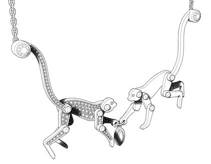 Double Monkey Double Monkey Necklace โ Marc Alary