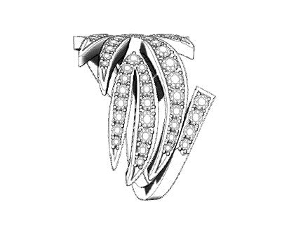Leaf Ring Full Pave | Black Diamonds