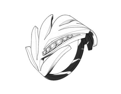 Leaf Ring One Pave | White