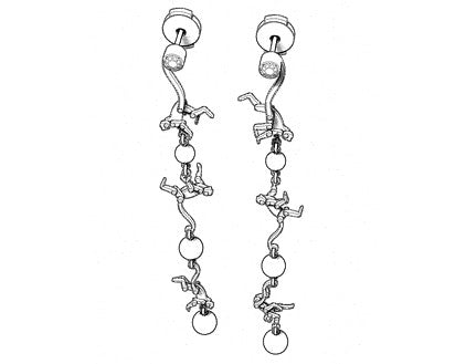 Micro Monkey Linked Earrings with Emeralds and White Diamonds