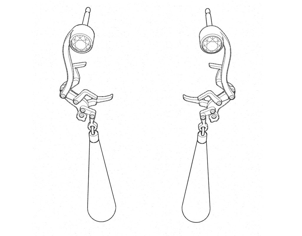 Micro Monkey Drop Earrings | White Gold with Pink Opal