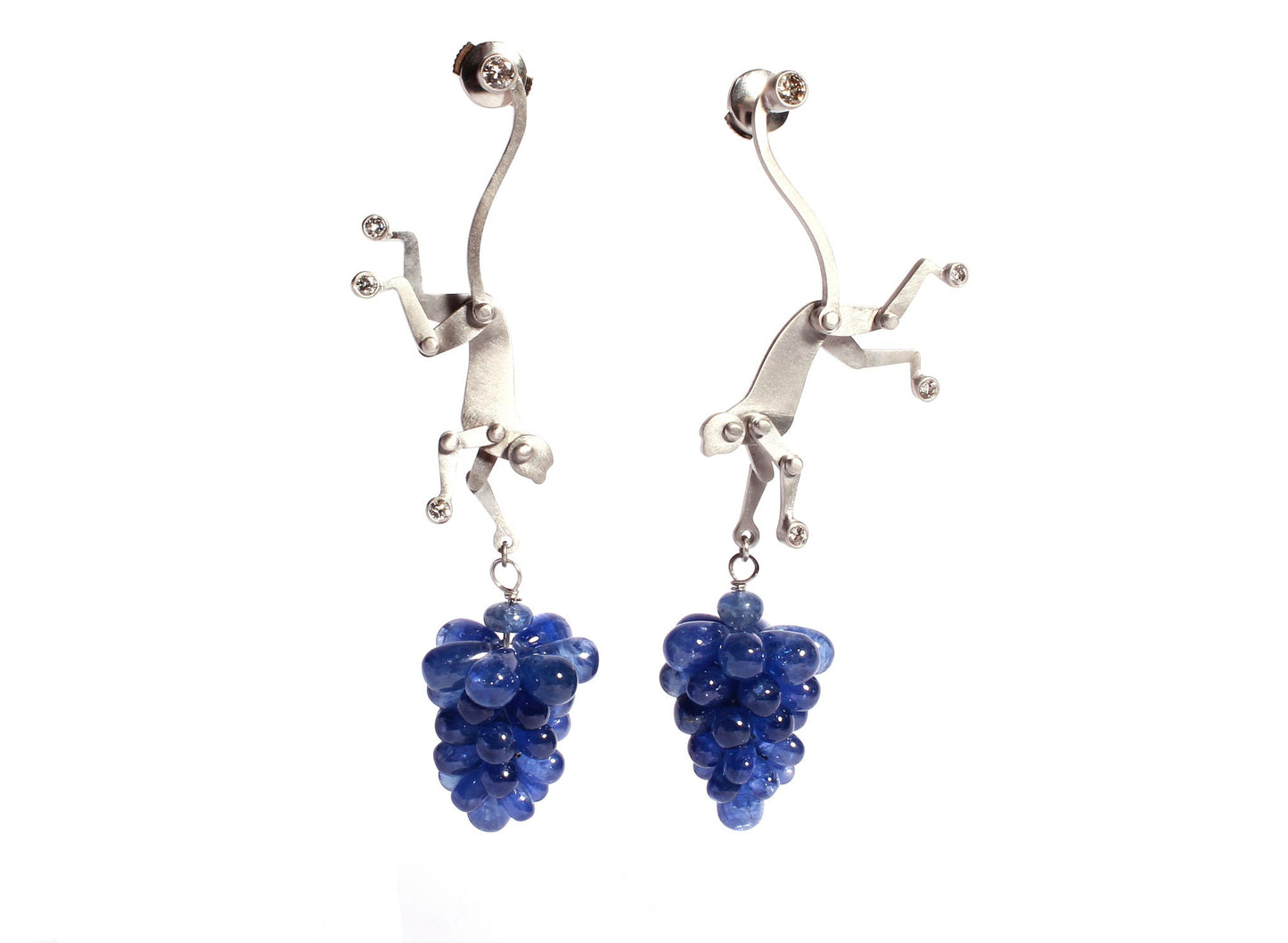 Mini Monkey Earrings with Blue Sapphires