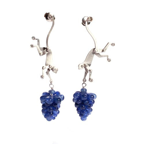 Mini Monkey Earrings with Blue Sapphires